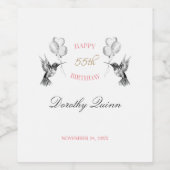 水色ハミングバードバルーンバースデーパーティー ワインラベル (シングルラベル)