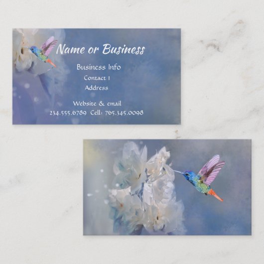 水色ハミングバードバード、自然、野生生物 名刺 (正面/裏面)