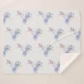 水色ハミングバードパープルフラワーバード シェルパブランケット (正面(横))