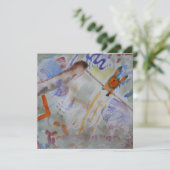 水色ハミングバードフラットグリーティングカード カード (スタンド正面)