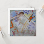 水色ハミングバードフラットグリーティングカード カード (正面/裏面インサイチュ)