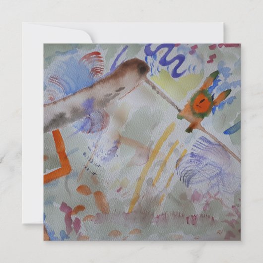 水色ハミングバードフラットグリーティングカード カード (正面)