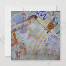 水色ハミングバードフラットグリーティングカード