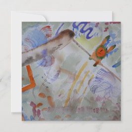 水色ハミングバードフラットグリーティングカード カード