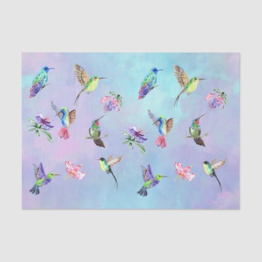 水色ハミングバードフラワー 薄葉紙 (正面)