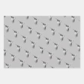 水色ハミングバードブラックアンドホワイト ラッピングペーパーシート (正面3)