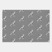 水色ハミングバードブラックアンドホワイト ラッピングペーパーシート (正面)