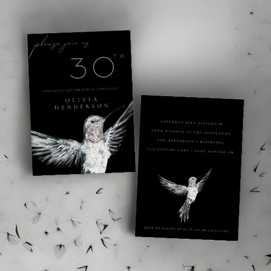 水色ハミングバードANY誕生日招待状