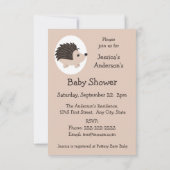 水色ハリネズミ動物ベビーシャワーおもしろいパーティー 招待状 (裏面)