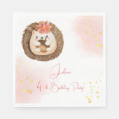 水色ハリネズミ子供の誕生日 スタンダードランチョンナプキン (正面)