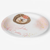 水色ハリネズミ子供の誕生日 ペーパープレート (アングル)