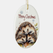 水色ハリネズミ家族野生動物カスタム セラミックオーナメント (右)