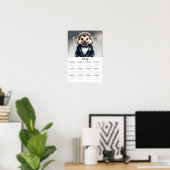 水色ハリネズミ着用Tux 2025ウォールカレンダー ポスター (ホームオフィス)