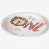 水色ハリネズミ第1誕生日 ペーパープレート (アングル)