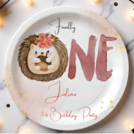 水色ハリネズミ第1誕生日 ペーパープレート
