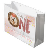 水色ハリネズミ第1誕生日 ラージペーパーバッグ (正面アングル)