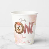 水色ハリネズミ第1誕生日 紙コップ (正面)