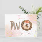 水色ハリネズミ第2の誕生日招待状 招待状 (スタンド正面)