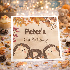 水色ハリネズミ誕生日 スタンダードランチョンナプキン