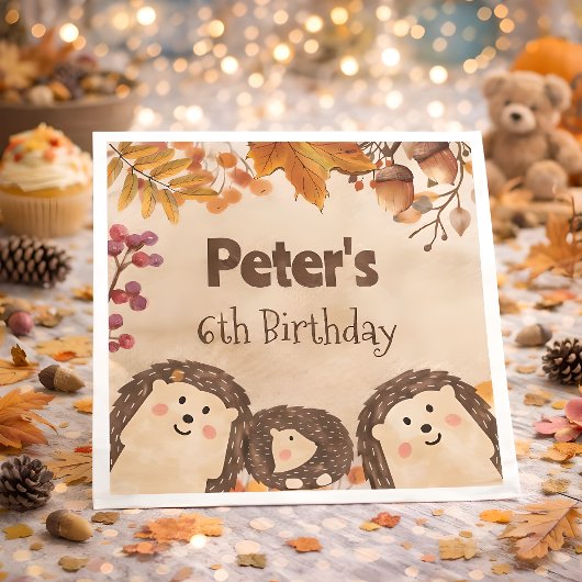 水色ハリネズミ誕生日 スタンダードランチョンナプキン