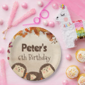 水色ハリネズミ誕生日 ペーパープレート (パーティー)