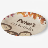 水色ハリネズミ誕生日 ペーパープレート (アングル)