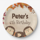 水色ハリネズミ誕生日 ペーパープレート (正面)