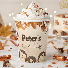 水色ハリネズミ誕生日 紙コップ