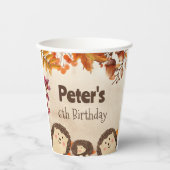 水色ハリネズミ誕生日 紙コップ (正面)