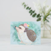 水色ハリネズミ ポストカード (スタンド正面)