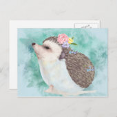 水色ハリネズミ ポストカード (正面/裏面)