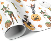 水色ハロウィンスタイリッシュファッション魔女 ラッピングペーパー (ロールコーナー)