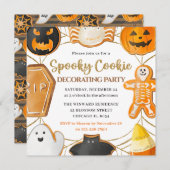 水色ハロウィーンクッキー飾のパーティー 招待状 (正面/裏面)