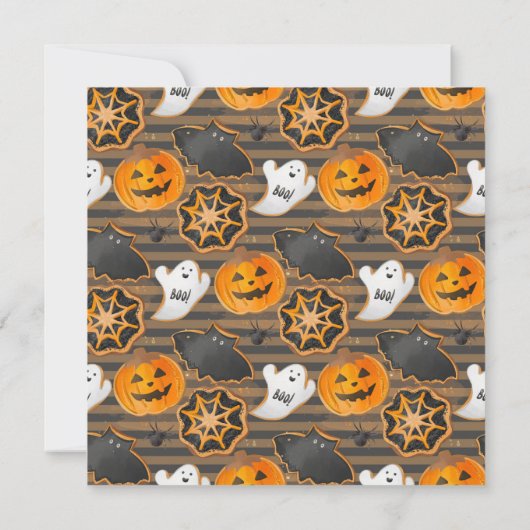 水色ハロウィーンクッキー飾のパーティー 招待状 (裏面)