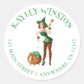 水色ハロウィーンファッションガールウィッチアドレス ラウンドシール (正面)