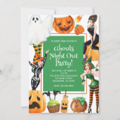 水色ハロウィーンファッションガールズウィッチパーティー 招待状 (正面)