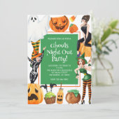 水色ハロウィーンファッションガールズウィッチパーティー 招待状 (スタンド正面)