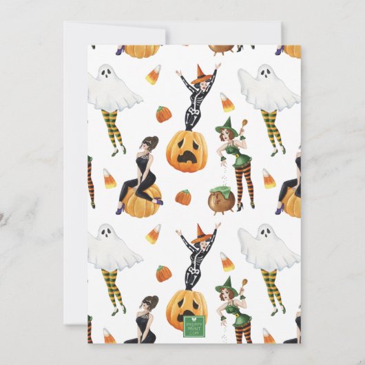 水色ハロウィーンファッションガールズウィッチパーティー 招待状 (裏面)