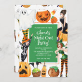 水色ハロウィーンファッションガールズウィッチパーティー 招待状 (正面/裏面)