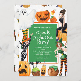 水色ハロウィーンファッションガールズウィッチパーティー 招待状