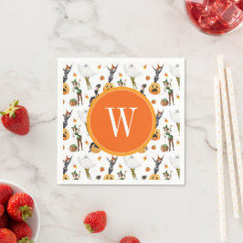 水色ハロウィーンファッション女の子ウィッチモノグラム スタンダードカクテルナプキン