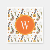 水色ハロウィーンファッション女の子ウィッチモノグラム スタンダードカクテルナプキン (正面)