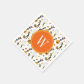 水色ハロウィーンファッション女の子ウィッチモノグラム スタンダードカクテルナプキン (角)