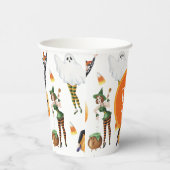 水色ハロウィーンファッション女の子ウィッチモノグラム 紙コップ (右)