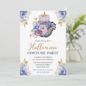 水色ハロウィーンフローラカボチャの衣装パーティー 招待状 (スタンド正面)