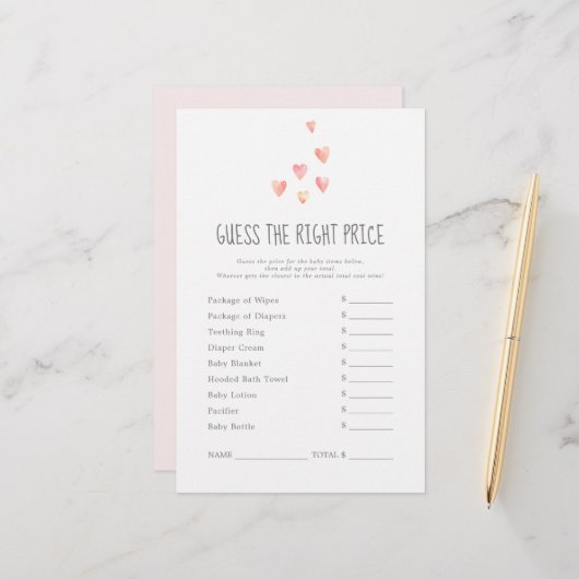 水色ハート女の子は正しい価格ゲームを推測 (正面/裏面インサイチュ)