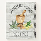 水色ハーブウッドレシピクックブックファミリー名 ノートブック (裏面)