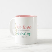 水色ハーブクリスチャン聖書の詩のマグカップ ツートーンマグカップ (正面左)