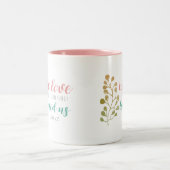 水色ハーブクリスチャン聖書の詩のマグカップ ツートーンマグカップ (中央)