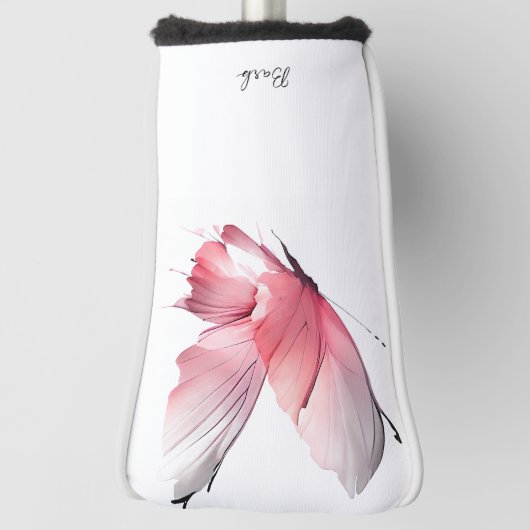 水色バタフライ名前をカスタムするパター ゴルフヘッドカバー (回転90)